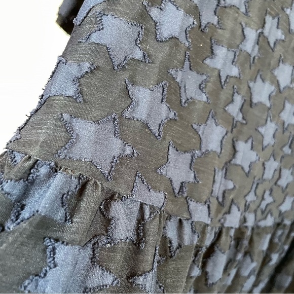 Lane Bryant Black Classic Flutter Sleeve V-Neck Peplum Shirt Blue Stars - Picture 4 of 13